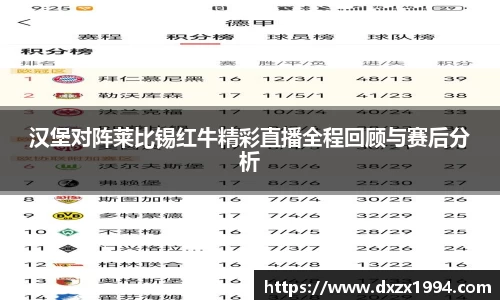 汉堡对阵莱比锡红牛精彩直播全程回顾与赛后分析